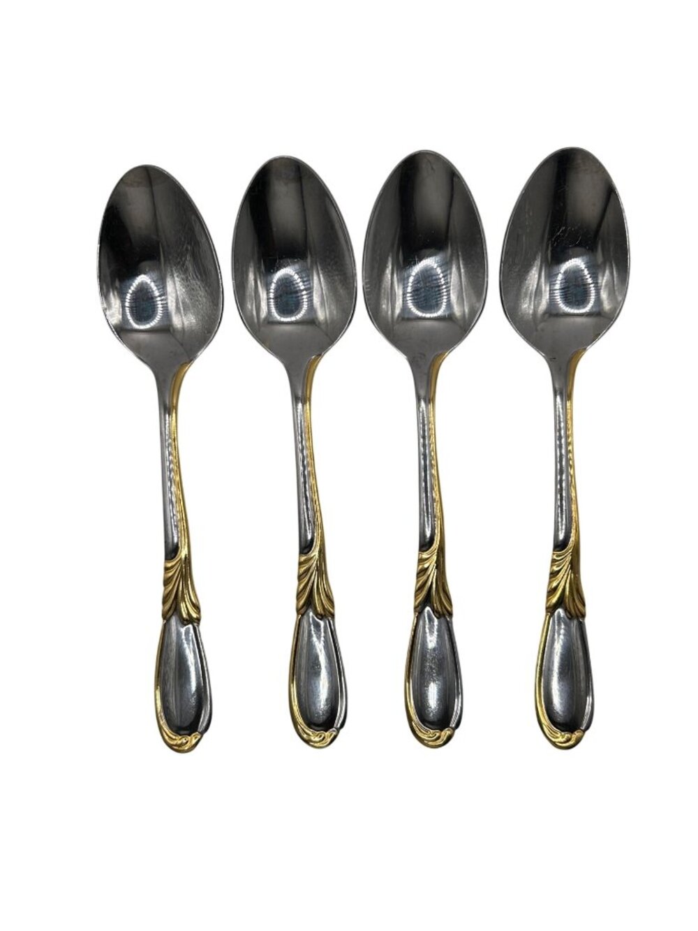 Set Of 4 RetroNaeu Linda Stainless Steel Teaspoons With Gold Accent flatware